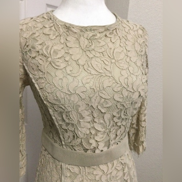 Eva Mendes New York Company Cream Floral Cotton Blend 3/4 Sleeve Dress Size XS - Picture 10 of 11